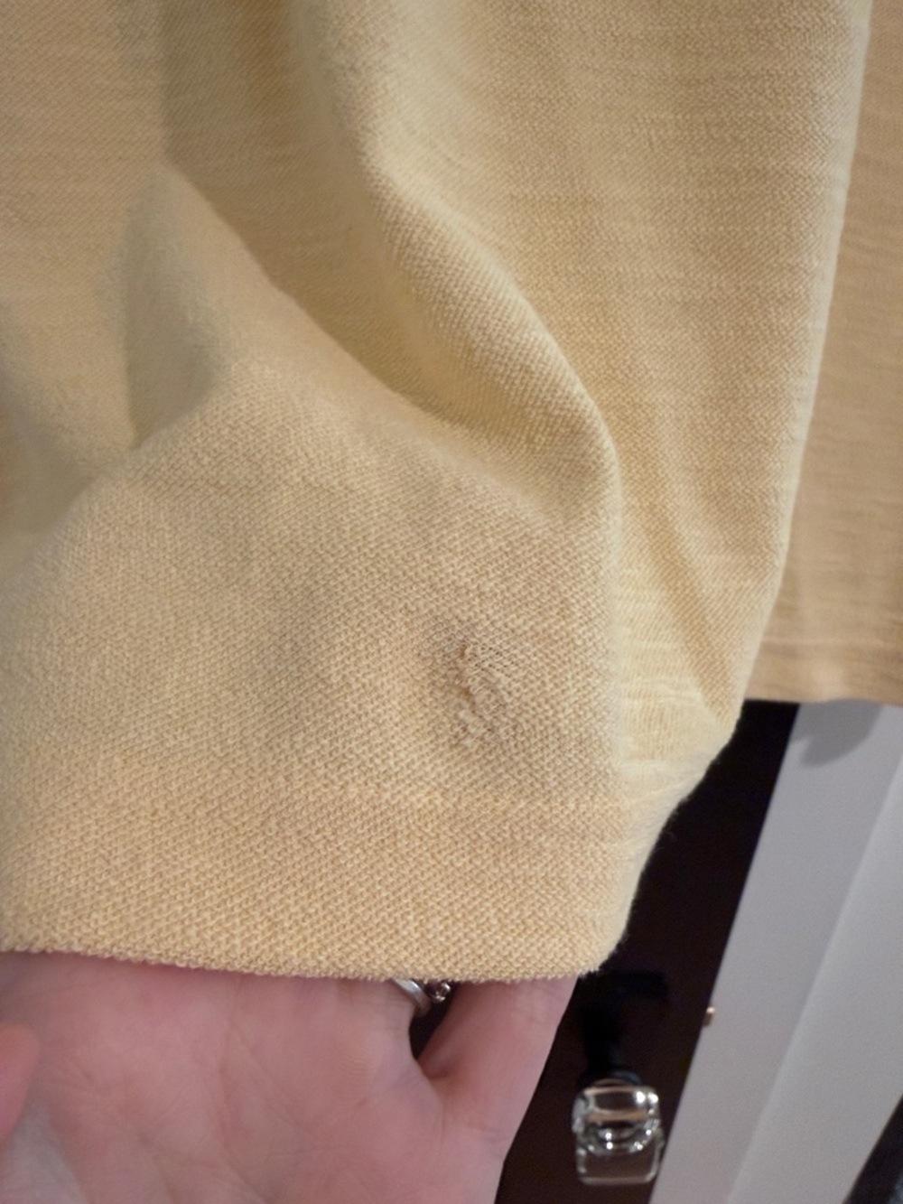 Billy Reid Men's Long-Sleeve Polo in Pale Yellow - Picture 4 of 5